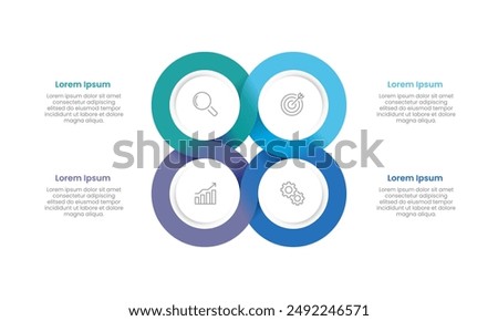 Infographic circle with 4 options. Business presentation, planning, marketing, strategy and report. Vector illustration.