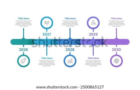 Business Horizontal Infographic Timeline. 5 Steps to Business Operation Plan for Success. Presentation, Marketing, and Annual Report. Vector illustration.