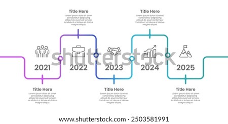 5 Business Plans and Goals for Success. Infographic timeline design template. Business presentation, Report, Structure, Planning and Marketing. Vector illustration.