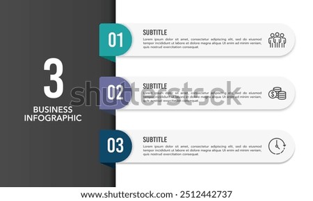 Vertical infographic 3 steps design template. Business presentation, Milestone, Timeline, Roadmap and Planning. Vector illustration.