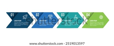 4 process infographic arrows design template. Planning, Marketing, Strategy and Business presentation. Vector illustration.