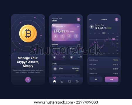 Trading app ui bitcoin concept full editable template