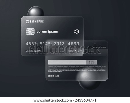 Credit card mockup in glass morphism style Front and backside fully editable in EPS format