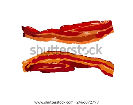 Bacon vector illustration. Crispy bacon. Used for illustrations on menus, banners, posters, restaurant advertisements.