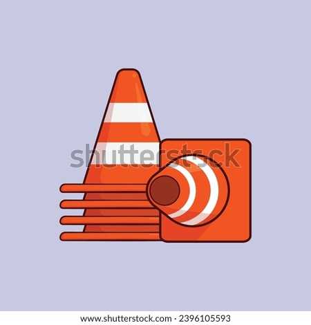 Flat Stack of Construction Barrier Vector Illustration orange barrier blockage