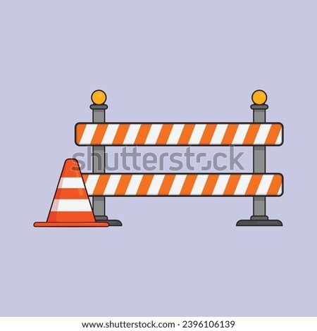 Flat Construction Barrier Vector Illustration orange barrier blockage