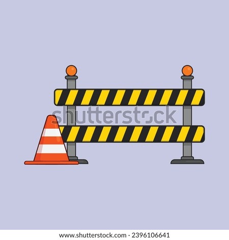 Flat Construction Barrier Vector Illustration yellow barrier blockage