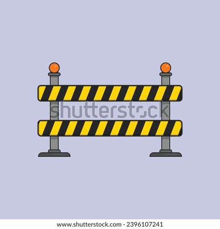 Flat Construction Barrier Vector Illustration yellow barrier blockage