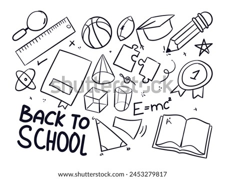 hand drawn Back to School Scribbles Doodles Line set School scribbles set