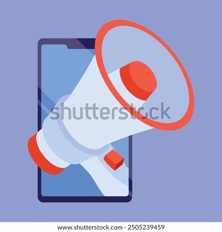 Marketing Megaphone icon vector. Megaphone in phone business promotion. Megaphone marketing alert