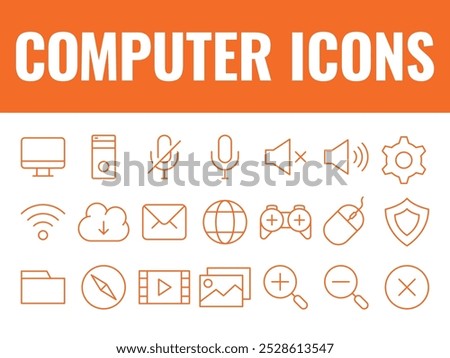 Computer Icons set vector. computer icons vector. pc icons illustrations. desktop icons