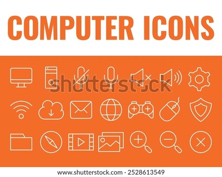 Computer Icons set vector. computer icons vector. pc icons illustrations. desktop icons