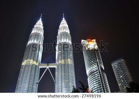 KUALA LUMPUR,MALAYSIA - MARCH 28: Earth Hour - Light On at Petronas Twin Tower on March 28, 2009. It is organized by WWF aims to raise awareness towards the need to take action on climate change.