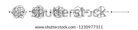 Simplifying the complex, confusion clarity or path vector idea concept. Simplification streamlining process, straight and curve vector illustration