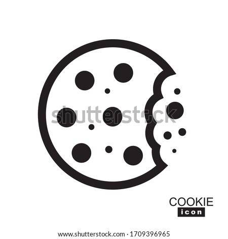 Simple cookie icon vector illustration. Oatmeal sugar bitten cookies silhouette or logo. Round black and white biscuit symbol isolated