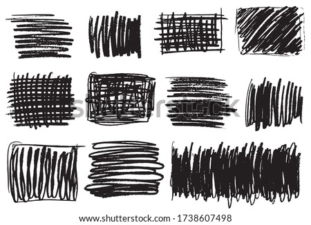 Sketch hatched rectangles. Scribble texture background, pencil thick line hatching pattern, freehand ink hatchings, scribble vector illustration. Vintage hand drawn imitation