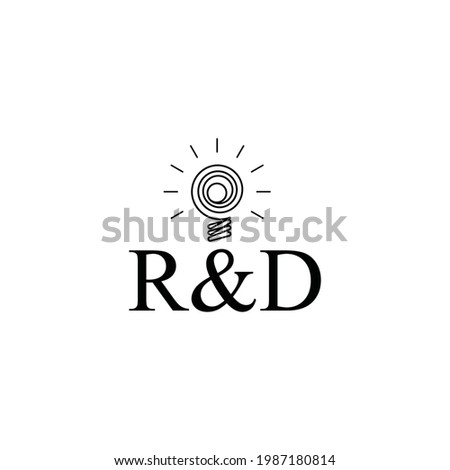 RD icon. Research and development symbol with light bulb, rnd sign, R and D graphic element, innovation investment concept