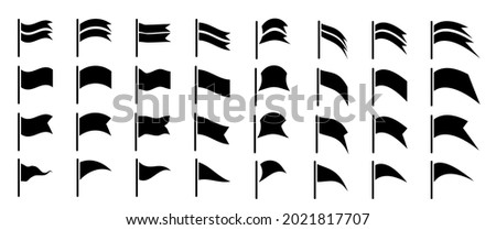 Flag icon set. Pennant symbol, flagpole sign, banner graphic element, flag on pole, target collection, vector illustration Foto d'archivio © 