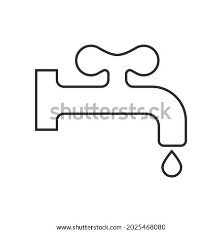 Water tap icon. Faucet symbol, plumbing sign, drip silhouette, turn off tap concept, old dripping faucet button, vector illustration