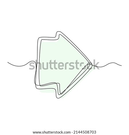 Line drawing arrow. Single draw direction icon, line art way pointer, continuous monoline drawing, one outline lineart arrow logo, linear vector illustration
