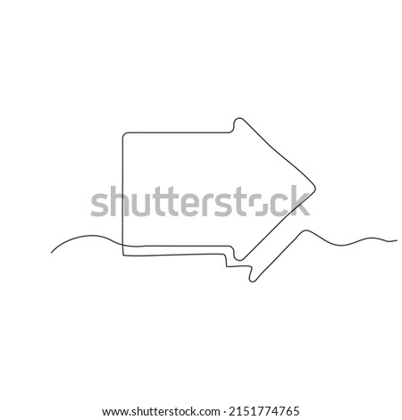 Line drawing arrow. Single draw direction icon, line art way pointer, continuous monoline drawing, one outline lineart arrow logo, linear vector illustration