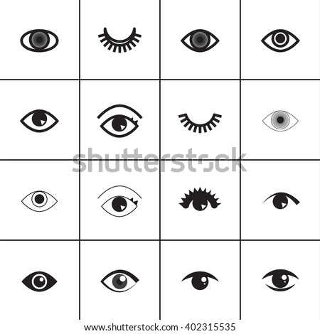 Set of different eyes icons. 