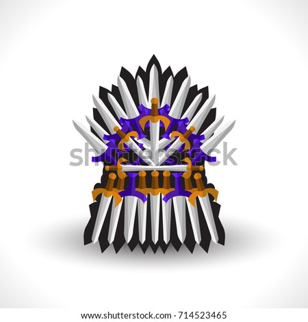 Iron throne for computer games design. Vector illustration in flat style