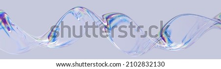 Glass abstract wave, floating liquid design element, caustic gradient wavy shape 3d rendering Stock foto © 