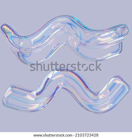 Colorful 3d fluid shape holographic gradient, geometric art poster template, dispersion effect glass 3d rendering Foto stock © 