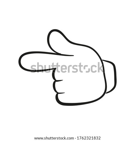 Cartoon Hand gesture, pointing left finger. Vector illustration.