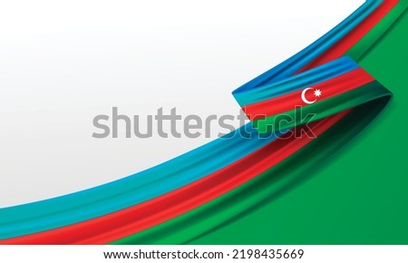 Azerbaijan flag ribbon 3d wavy for social media print template