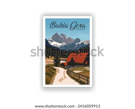 Babia Gora, Poland. Famous Tourist Destinations Posters Art Prints Wall Art and Print Set Abstract Travel for Hikers Campers Living Room Decor