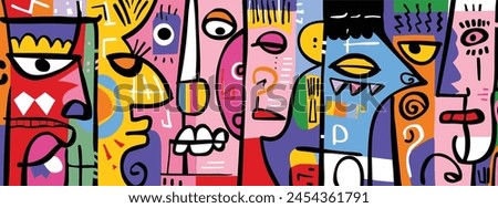 Colorful Abstract Face Portrait Cubism Art Style Vector Illustration