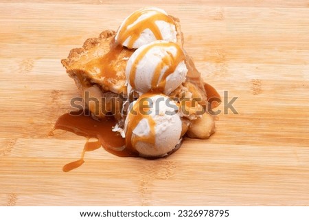 Similar – Image, Stock Photo Apple pie with caramel.  Thanksgiving dessert top view