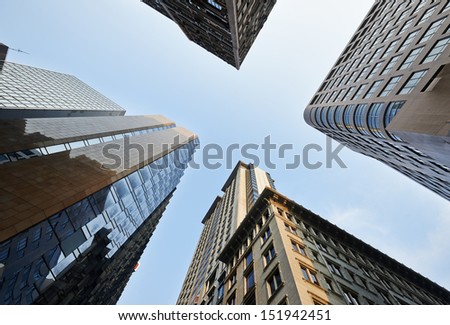 skyscrapers in Hongkong. Looking up