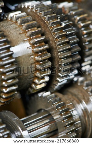 close-up of automobile engine or transmission steel gear box