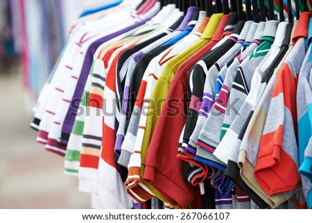 Close-up shirt and clothing apparel at shopping store