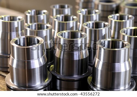 metal cylindrical parts after cutting on turning machine