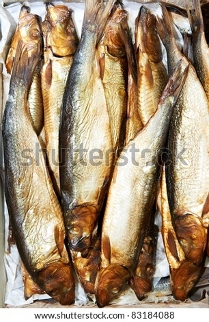 heap of smoked herring fish