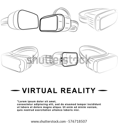 Vector thin line icons set VR