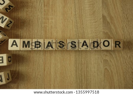 Ambassador word from wooden blocks on desk Imagine de stoc © 