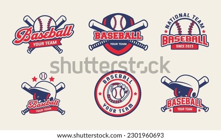 Baseball logo vector bundle. Baseball logo set. Baseball badge logo design template. Sport team identity icon, vector illustration