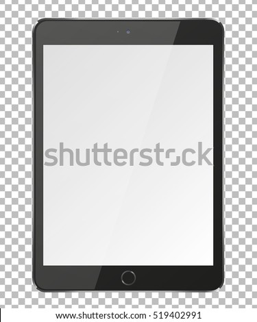 Realistic tablet pc computer with blank screen on transparent background. Vector eps10 illustration.