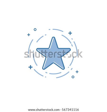 Vector illustration of flat bold line star icon. Graphic design concept of favorite sign. Use in Web Project and Applications. Blue outline isolated object.