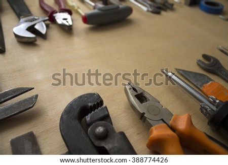 various tools laid on a desk