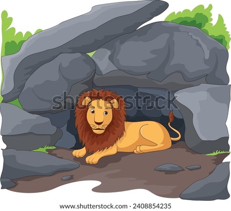 Lion sitting in the den vector illustration