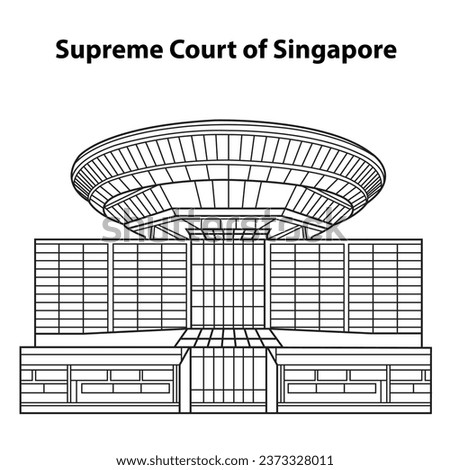 Supreme Court of Singapore Building Vector Outline Front View