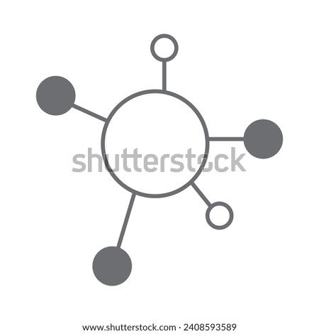 Nodes Icon.Connected nodes icon, linear design of topology.molecule structure network nodes graph icon. Nodes icon vector isolated on white background