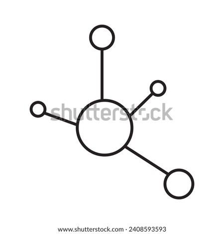 Nodes Icon.Connected nodes icon, linear design of topology.molecule structure network nodes graph icon. Nodes icon vector isolated on white background