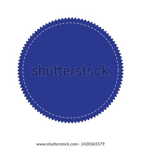 stitched zig-zag circle collection in blue color. circle with sharp and rounded waves edge. sale and big set of blue zig-zag circle sticker, sale and discount template sticker.eps10